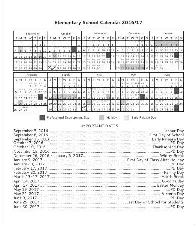 Blank School Year Calendar