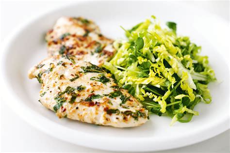 Garlic And Mint Chicken With Crunchy Cos Salad