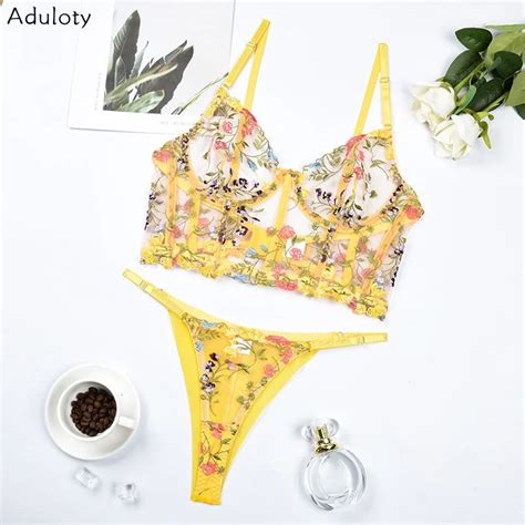 Billionm Woman Erotic Lingerie Lace Sexy Underwear Embroidery Transparent Bra And Panty Set