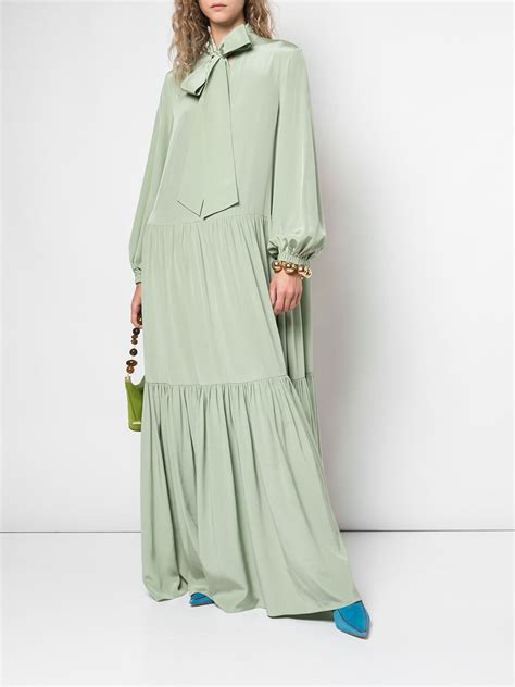 Buy Tibi Pussy Bow Maxi Dress Green At 39 Off Editorialist