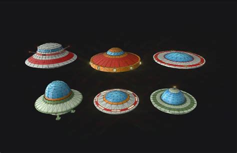 D Model Flying Saucers Pack Vr Ar Low Poly Cgtrader