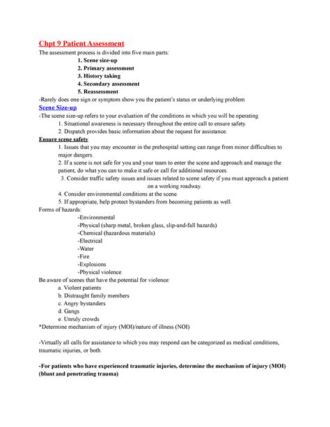Emt Chapter 9 Patient Assessment Quiz