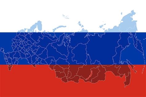 Vlag Van Rusland Met De Kaart Van Rusland Geïsoleerd Op Een Witte