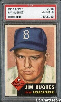 Topps Jim Hughes Psa Nm Mt Low Pop Brooklyn Dodgers