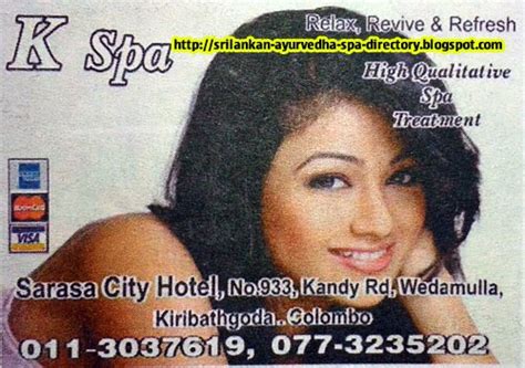 Sri Lanka Massage Places And Ayurveda Spas Information Directory K Spa Sarasa City Hotel