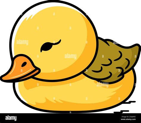 Cute Cartoon Rubber Duck Isolated On White Background Vector