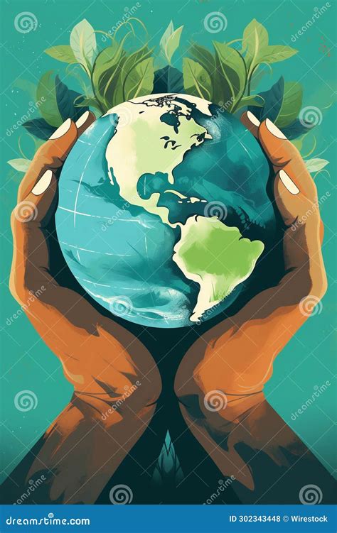 Ai Generated Illustration Of Human Hands Holding The Globe Decorated