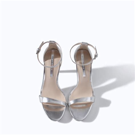 Zara High Heel Strappy Sandal In Metallic Lyst