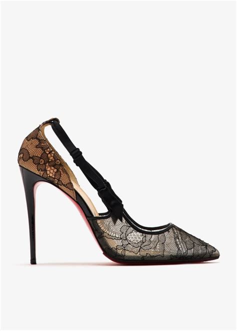 Christian Louboutin Pre Loved Hot Jeanbi Lace Pumps For Women Black In UAE Level Shoes