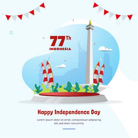 flat design happy indonesia national day concept  vector art