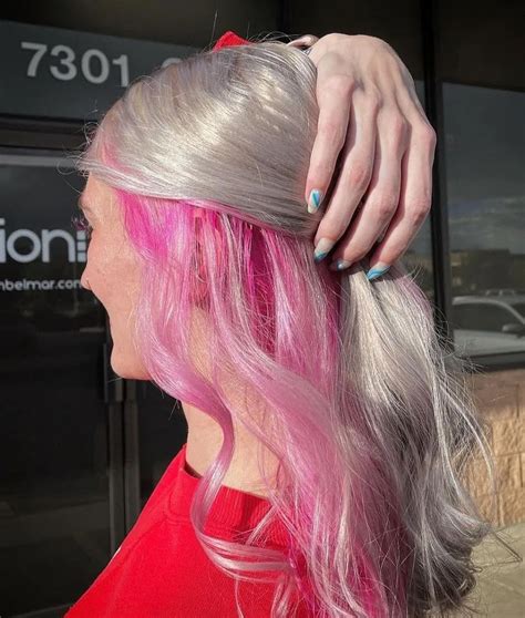 Bold Blonde Hair With Pink Underneath Looks HairstyleCamp