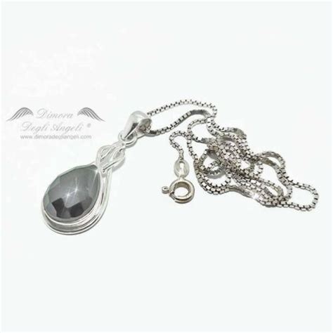 Ciondolo Onice Nero In Argento Con Collana Dimora Degli Angeli Gioielli