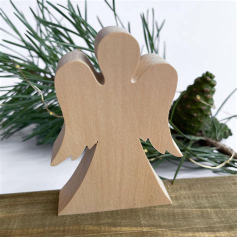 Small Wooden Angels Angel Figurines Primitive Angel Cutout Miniature