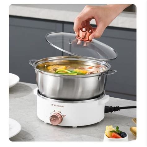 Ready Stock Electric Stainless Steel Multifunction Cooker Pot Cooking Pot Hot Pot