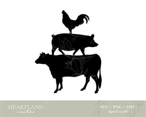 Cow Pig Chicken Svg Cut File Farm Animals Svg Svg File For Etsy