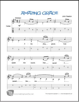 Amazing Grace Newton Easy Guitar Sheet Music Tab