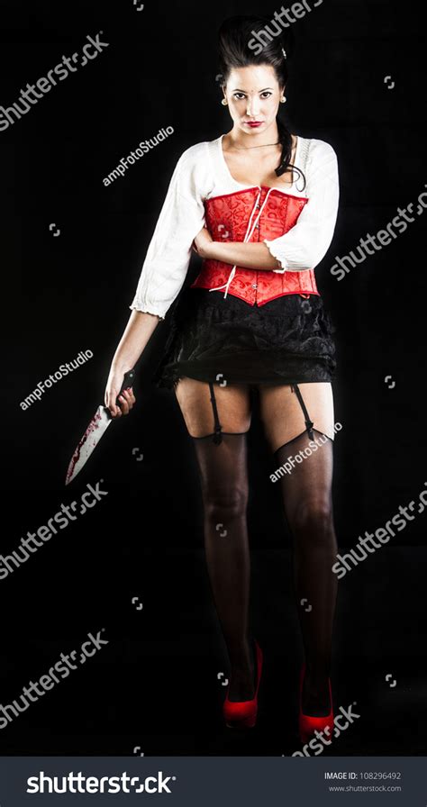 Sexy Brunette Red Corset Red Heels Stock Photo Shutterstock