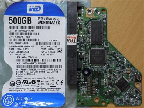Western Digital Caviar Blue WD5000AAKX-60U6AA0 PCB Controller ...