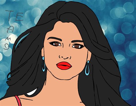 Dibujo De Selena Gomez Primer Plano Pintado Por En El Día