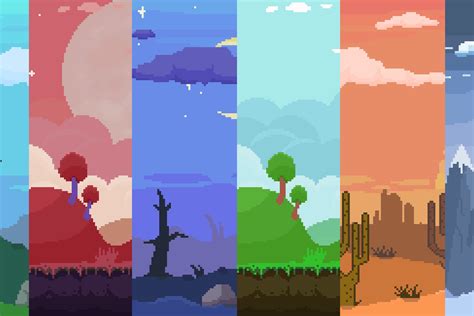 Parallax Pixel Art Backgrounds Pack 2 2d Textures And Materials