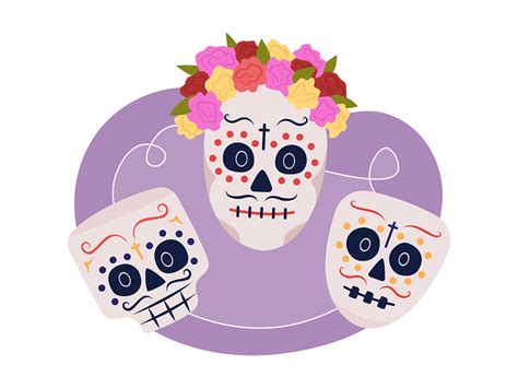 Calavera Skull Masks 2d Vector Isolated Illustration By The Epicpxls