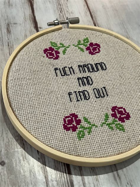 Fuck Around And Find Out Cross Stitch Completed Cross Stitch Housewarming Gift Snarky Cross