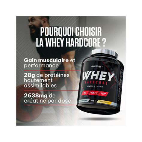 Whey Protéine Whey Hardcore 2kg Vanille Chocolat Blanc Superset Nutrition Decathlon