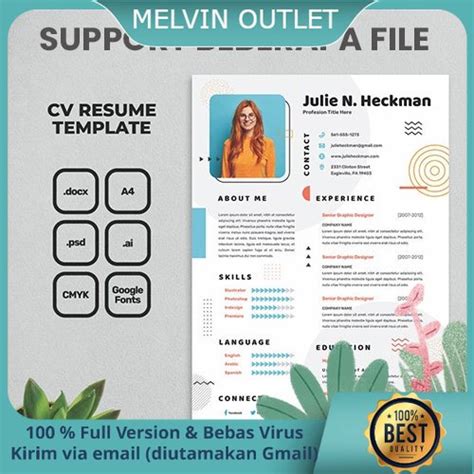 Jual 90 Template Print Cv Resume Tinggal Drag Dan Drop Pakai Psd And Word Untuk Lamaran Kerja