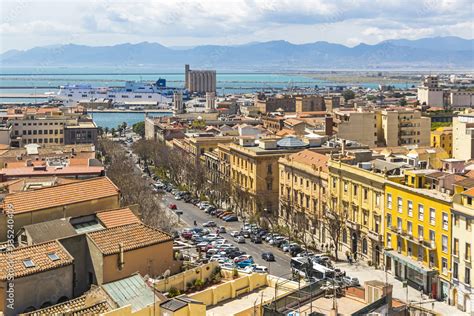 Bird Eye View Of Cagliari Old Town Sardinia Italy Cagliari Is The