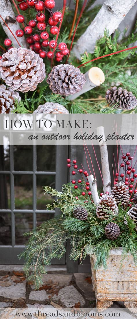 How to Make Outdoor Christmas Planters using Evergreen Boughs - Threads
