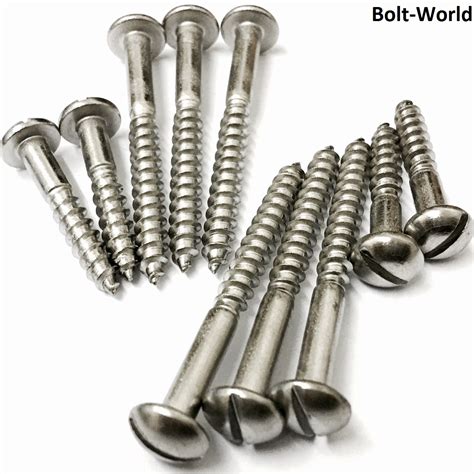 No 8 4mm SLOTTED ROUND HEAD WOOD SCREWS A2 STAINLESS STEEL DOME SLOT