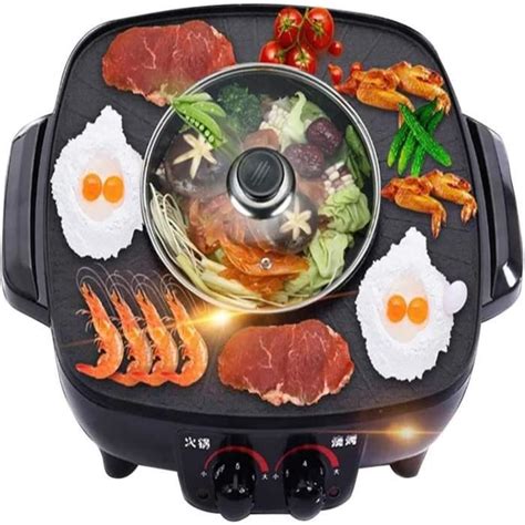 Luernas Hot Pot And Grill 2 En 1 Barbecue Électrique Sans Fumée Shabu