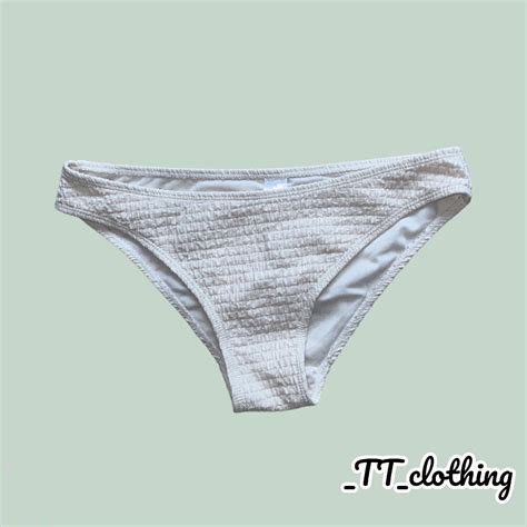 White Ribbed Bikini Bottoms Size Uk White Depop