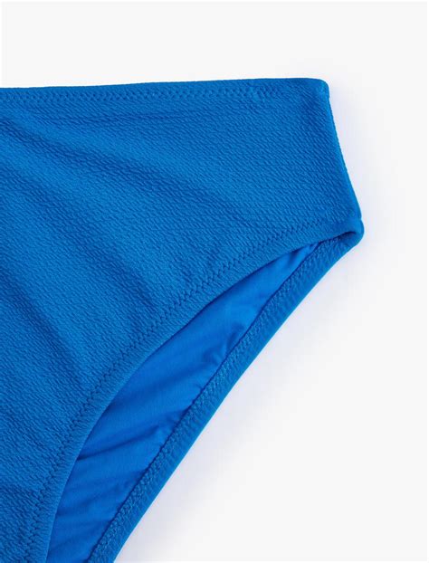 Lacivert Kadın Yüksek Bel Bikini Altı Dokulu Basic SAK MM Koton