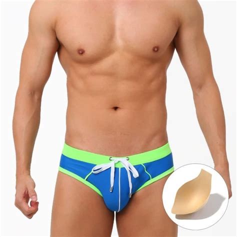 Short De Bain Rose Sexy Hommes Push Up Coussinet Bikini 10 Blue E33 Blanc