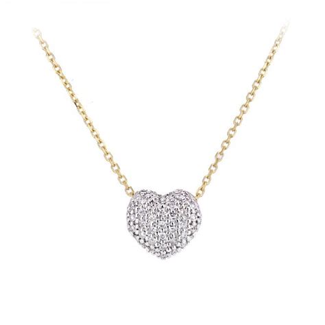 Sparkld 9ct Yellow Gold 015ct Diamond Heart Pendant Necklace Sparkld