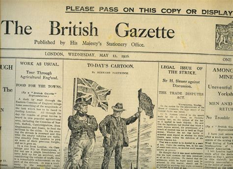 Historic 'The British Gazette' Broadsheet Newspaper | No. 7 Wednesday, May 12th, 1926 by Winston ...