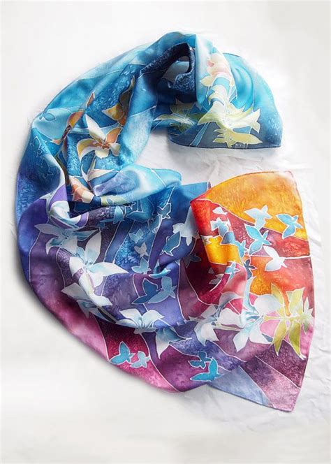 Silk Scarf Lilies Scarf Hand Painted Silk Scarves By Minkulul Hand