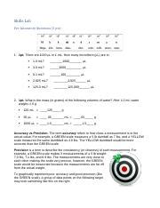 Understanding Accuracy and Precision in Measurements: Pre-Lab | Course Hero
