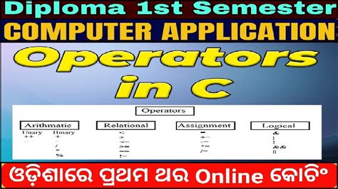 Operators In C Programc Programminglcomputer Applicationall Branch
