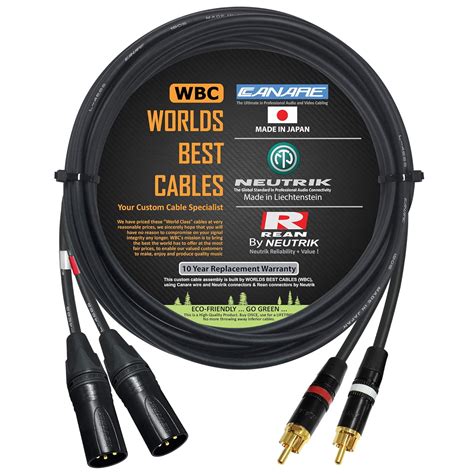 Male Cable Pair Foot Rca To Xlr Custom Made By Worlds Best Cables