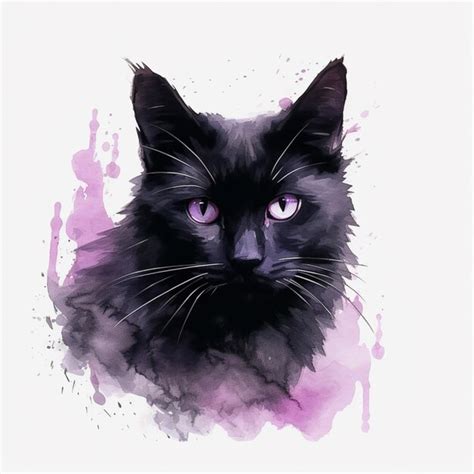 Premium AI Image A Black Cat With Purple Eyes Is Shown