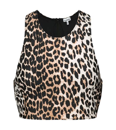 Ganni Leopard Print Bikini Top Ganni