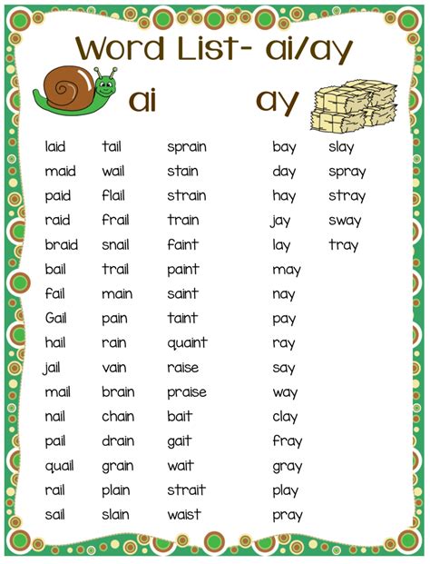Ai And Ay Worksheets Printable Word Searches
