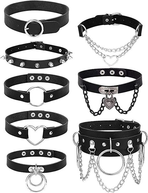 Lolias Pcs Damen Gothic Choker Pu Leder Halskette Set Punk Kette