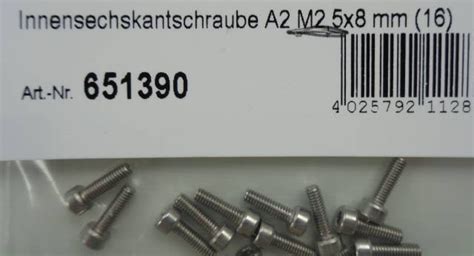 Innensechskantschrauben A2 M 2 5x8 mm 16 Stück Faber Modellbau