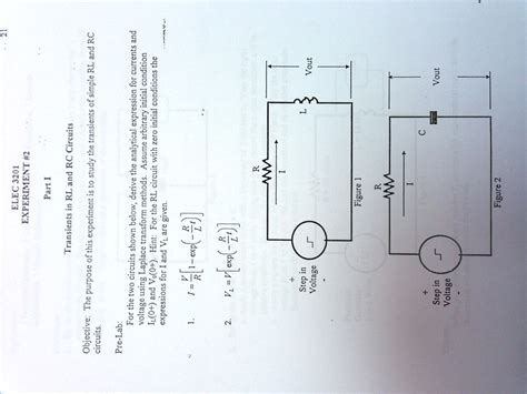 Solved Vout Vout Elec3201 Experiment 2 Part I Transients In Rl And Rc