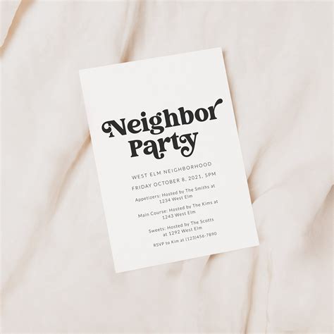 neighbor block progressive dinner party invitation template  vintage