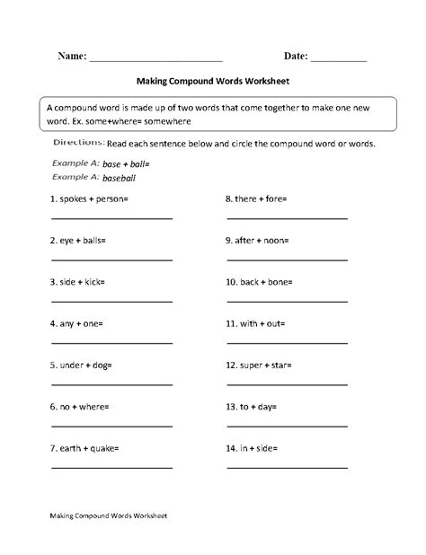 Grade 2 Compound Words Worksheet