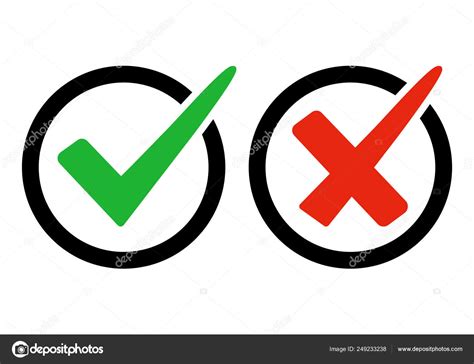 Green Check Mark And Red Cross Right And Wrong Vector Illustration